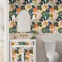 HAOKHOME Boho Peel and Stick Wallpaper Tropical Floral Removable Contact Paper Stick on Wallpaper for Accent Wall Living Room 17.3in x 118in (Yellow/Pink/Green)