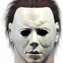 Michael Myers Mask, Halloween Movie Horror Killer Latex Mask, Michael Myers Costume Props for Cosplay (White)