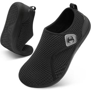 Womens Walking Shoes Comfortable Wide Diabetic Shoes Adjustable Zero Drop Edema Shoe Breathable Neuropathy Nursing Shoes Casual Wide Width Sneakers (10.5 Wide, Black)