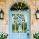 Suncalla 16 Inch Easter Eggs Wreaths for Front Door Hydrangea Easter Wreaths Artificial Blue White Floral Spring Summer Wreath for Front Door Indoor Outdoor Home Porch Wall Window Festival Decoration