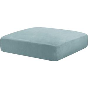 MAXIJIN Velvet Stretch Cushion Cover Fitted Couch Cushion Slipcovers 1 Pack Arm Chair Seat Cushion Cover for Individual Cushion Sofa Chair with Elastic Bottom (Chair Cushion, Dusty Blue) (Small)