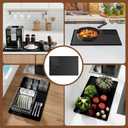 Silicone Coffee Mat with Raised Edges, 24' x 16', Bar Mat for Countertops, Anti-Slip, Heat-Resistant Pad for Espresso Machines, Dish Drying Mat, Dinner Plates, Ice Cream Machines (BLACK)