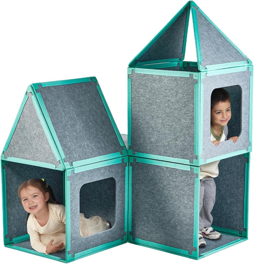 20-Piece Magnetic Fort Building Kit for Kids Giant Modular Playhouse Panels, STEM Construction Toy for Creative Indoor Play, Ages 3+, 50.8 x 50.8 x 25.4 cm