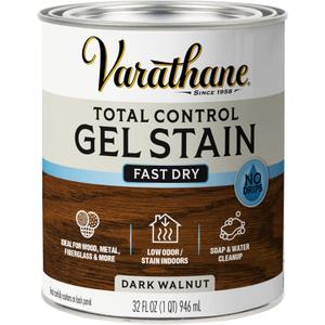 Varathane Total Control Gel Stain | Low Odor Water-Based Formula | Thick Gel Formula for Vertical Surfaces | Ideal for Wood, Metal & Fiberglass | Quart | Dark Walnut (Quart (Pack of 1))