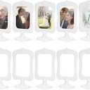 Peohud 10 Pack Double Sided Standing Picture Frames, 4 x 6 Inch White Plastic Pedestal Photo Frames with Inserts and Base for Table Top Display, Wedding, Menu, Vertical Photo Holder Bulk
