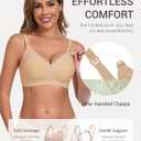 Vinfact Pumping Bra Hands Free-Adjustable Breast Pump Bra Holding & Every Day Bra Wireless Comfortable Bras-Perfect 2 in One (Beige, L)