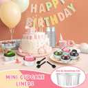 Vesici 300 Set Cupcake Liners with Dome Lids 4.2 oz Mini Aluminum Foil Baking Cups Muffin Tin with Spoons and 1.5 Inch 4-color Rose Gold Stickers for Individual Bakery Wedding Birthday Party Catering
