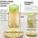 [Large Size] 68oz Sprouting Kit, 2 Sprouting Jar Kits, Wide Mouth Jars with Stainless Steel Screen Sprout Lid, 2000ml Sprouts Growing Kit, Seed Sprouter Set for Growing Broccoli, Bean, Alfalfa
