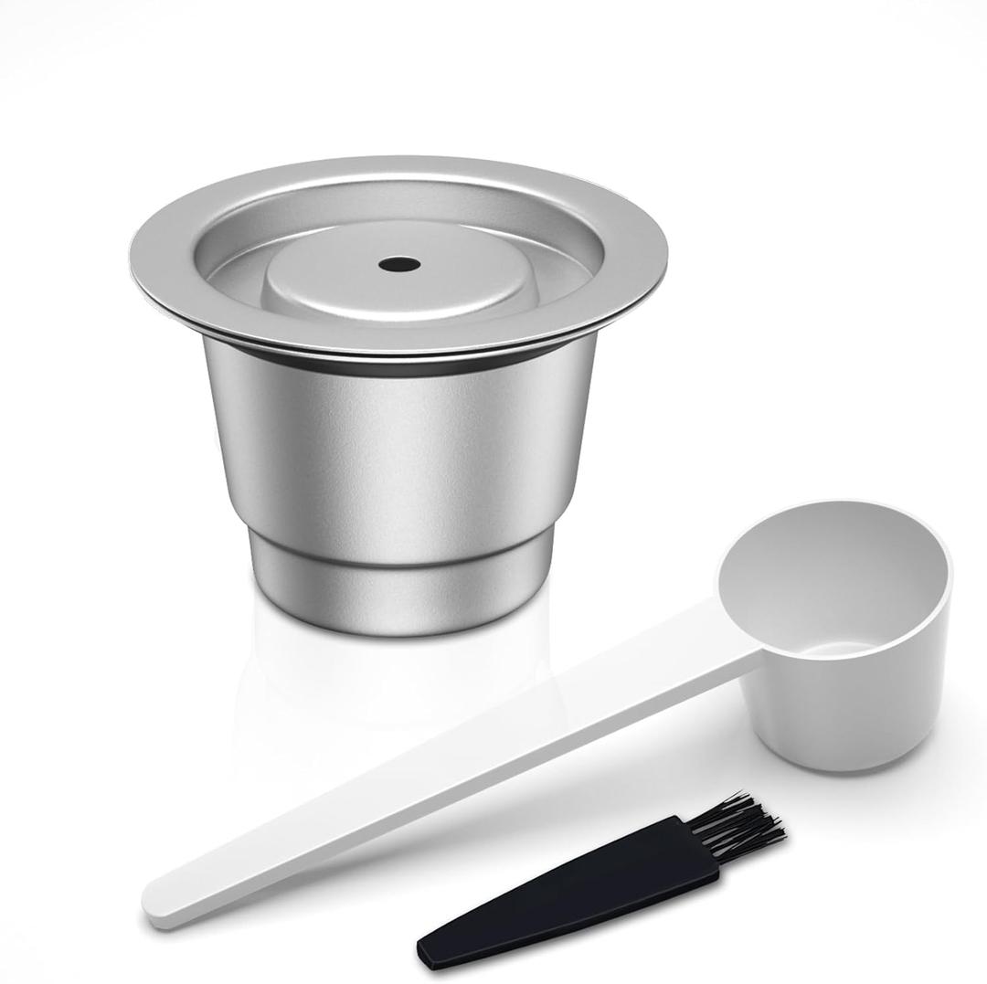 LIHONG Stainless Steel Reusable Coffee Pods, Reusable Coffee Capsules, Reusable Espresso Pods Compatible with Original Line (1 Pod + Spoon)