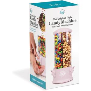 The Original Triple Candy Machine, Fun Candy and Nut Dispenser Pink