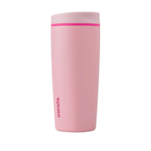 Owala SmoothSip Slider Insulated Stainless Steel Coffee Tumbler, Reusable Iced Coffee Cup, Hot Coffee Travel Mug, BPA Free 20 oz, Pink (Pucker Up