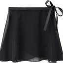 Stelle Ballet Skirts for Girls Toddler Dance Skirt Chiffon Kids Ballet Wrap Skirts (Black, L)