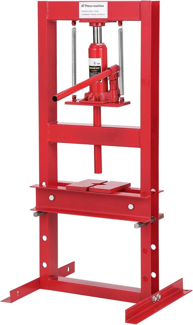 6-Ton Hydraulic Press, Heavy Duty Benchtop Hydraulic Shop Press with 2 Press Plates, H-Frame Adjustable Garage Floor Press for Car Repair and Garage