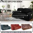 ULTICOR Extra Wide 70" - 92", Reclining Love Seat Slipcover, 6-Piece Velvet Stretch Loveseat Reclining Sofa Covers, 2 seat Love seat Recliner Cover, Thick, Soft, Washable, Love seat Slipcovers (Black)