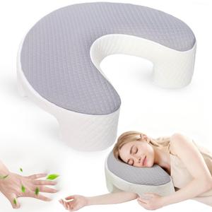Side Sleeper Pillow for Adults, Ergonomic Memory Foam Pillow with Arm Hole for Neck, Rotator Cuff & Shoulder Pain Relief, Knee Pillow Between Legs, Shoulder Pillow Ideal for Left & Right Side Sleeper, Gray