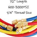 Uenede Refrigerant Charging Hose, 72" Length 600-3000PSI 1/4" Thread, 3PCS | Fits for R12 R22 R134A 404 502 Car Air Conditioning and HVAC Charging Manifold Gauge Hose Tube Red Yellow Blue