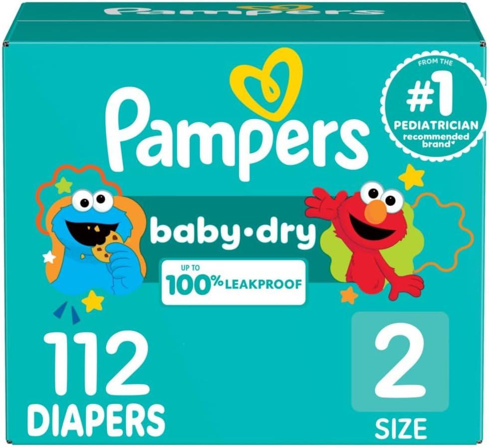 Pampers Diapers - Baby Dry - Size 2, 112 Count, Absorbent Disposable Infant Diaper  (Size 2)