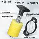 Newness Pineapple Corer and Slicer Tool, Robust Pineapple Core Remover with Upgraded Cutter & Reinforced Thicker Blade, Stainless Steel Kitchen Fruit Gadget for Diced Pineapple Rings (Black)