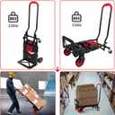 Folding Hand Truck, Portable Dolly Cart with Rubber Wheels and Retractable Handle, 2 in 1 Design 330lbs Capacity Hand Cart Foldable for Transportation/Luggage/Mobile/Travel/Office Use