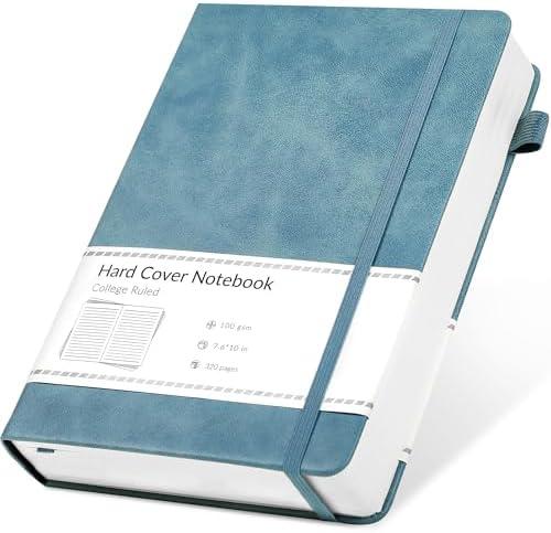 CAGIE Lined Journal Notebook, 320 Pages College Ruled Notebook, 100 Gsm Paper Thick Journal, B5 Hardcover Leather Journals for Writing Women Men, 7.6x10 In, Blue