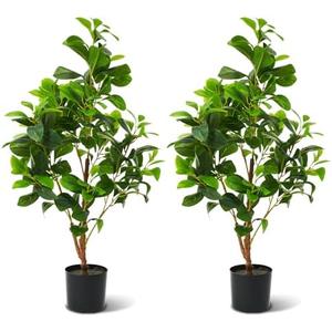 Famigmo 3FT Fake Plants Holly Leaves Potted Plant, Faux Floor Plants for Living Room Decor, Decoration for Artificial Plant Indoor, Indoor Outdoor Artificial Tree for Home Bedroom Kitchen Decor