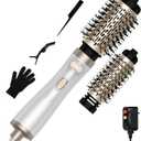 3 in 1 Rotating Hair Dryer Brush, Auto Rotating Blow Dryer Brush Spinning with 2 Brushes (2" & 1.5"), Negative Ionic Brush Blow Dryer, Round Brush Blow Dryer Volumize Curling 100-120V