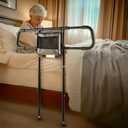 NIMOOD C4 PRO Bed Rails for Elderly Adults Safety with Extension Legs, Adjustable Heights Bed Cane with Widened Handrail, Stable Bed Assist Rails with LED Motion Light, Avoid Seniors Bedside Fall