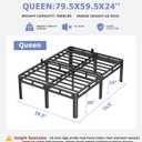 NKZ 24 Inch Queen Size Bed Frame, Metal Bed Frame & Box Spring 2 in 1 Platform with Round Corner Legs, 4000Lbs Heavy Duty Metal Frame, Mattress Slide Stopper, Headboard Hole, Noise-Free, Easy Assembly