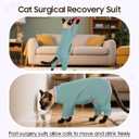 DENTRUN Cat Clothes for Hair Control with Hair Sticky Fabric - Soft Recovery Suit & Breathable Lint-Resistant Cat Sweater for Cats Only, Kitten Onesie Pajamas, M, Bean Green