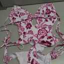 OYOANGLE Women's Floral Print Halter Neck One Piece Swimsuits Cut Out tie Backless Bathing Suit Beach Monokini (XL)