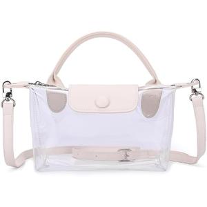 Clear Bag for Stadium Events Small Crossbody Purse Handbags for Concerts Sports Events (White)