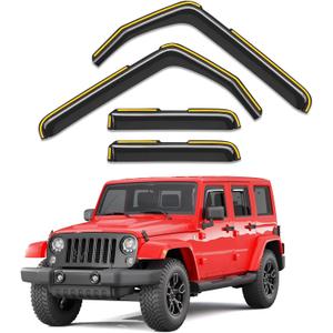 in-Channel Window Rain Guards Fit for Jeep Wrangler JK 2007-2018 Extra Durable Window Visors Window Deflectors Vent Visors Vent Shades Car Accessories-4 pcs
