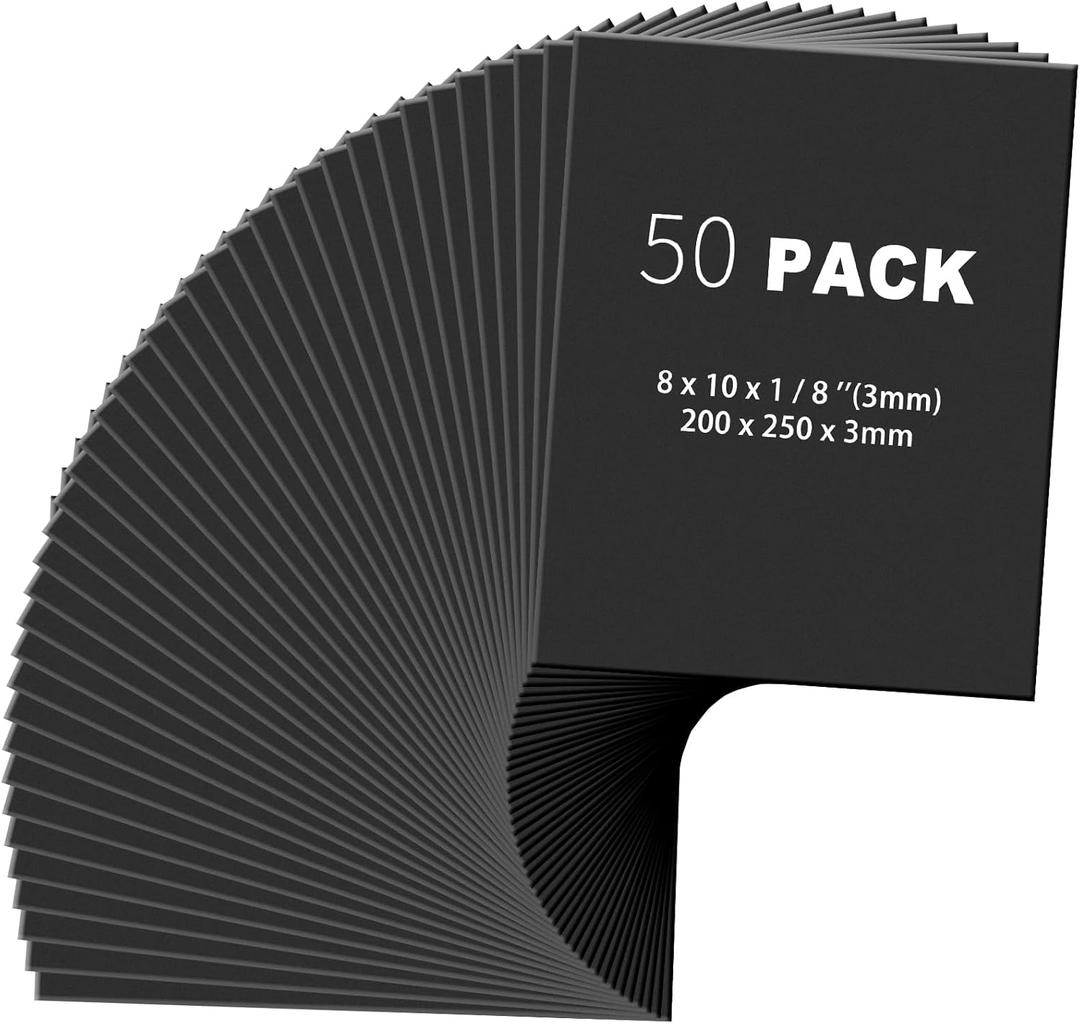 Frienda 50 Pack Foam Boards 1/8 Inch Thickness Foam Poster Boards for Presentation Board for School Crafts Office Art Projects(Black,8 x 10 Inch)