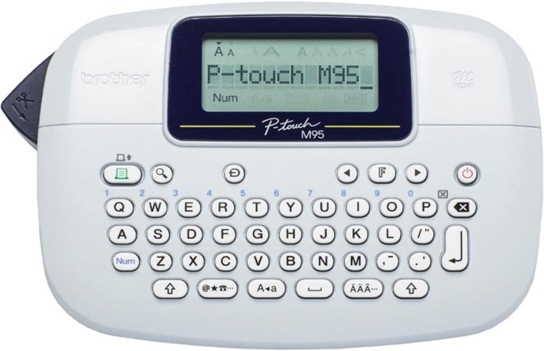 Brother P-Touch, PTM95, Monochrome, Handy Label Maker, 9 Type Styles, 8 Deco Mode Patterns, Navy Blue, Blue Gray