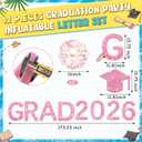 Sumind 11 Pcs Grad 2026 Pool Floating Letters, Pink Glitter EVA Foam Graduation Pool Party Decorations with Grad Cap and Beach Ball, Congrats Graduation Prom Photo Props, 12 x 16 Inches, 12.99 x 19.29"