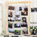 FYSUIMU Picture Collage Frames Board with Clips Natural Wooden Photo Display Wall Hanging Decor for Dorm Graduation Letter Postcard Greeting Card