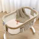 lulumoon Muslin Bassinet Sheets for Baby: Soft Bedside Sleeper Bassinet Fitted Sheets for Boys and Girls, Olive & Cream