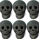 Reusable Ceramic Halloween Skull, Fire Pit Skulls, for Bonfire, Campfire, Fireplace, Firepit, Table Top Skeleton Head Home Decor (Small Black)