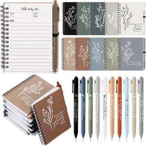 Resurhang 40 Pcs Christian Mothers Day Gift Prayer Spiral Journal with Ballpoint Pen Religious Gift for Church Pastor Appreciation Sunday School Teacher Employee Notebook Fathers Day (Boho Color)