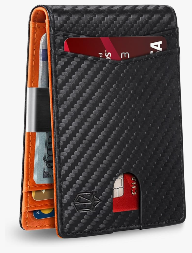 Money Clip Wallets for Men,Slim Bifold Wallet 10-12 Cards, Mens Leather Wallet with ID Window,RFID Blocking Thin Minimalist Credit Card Holder,Gifts for Him