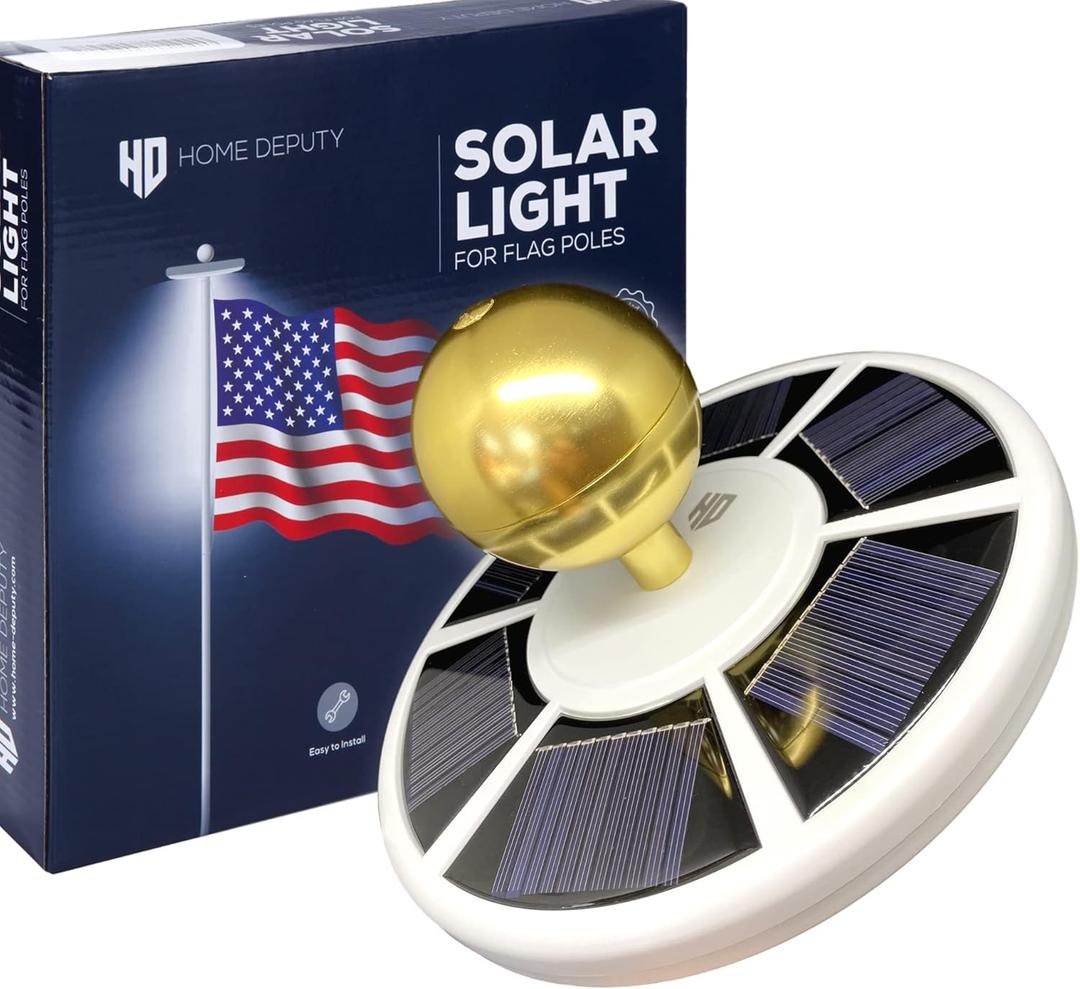 Solar Flag Pole Light - 111 LED - Brightest Outdoor Flagpole Light for Most In-Ground Flagpoles - Dusk to Dawn Lighting - Pole Topper - Rechargeable Battery