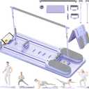 Portable Pilates Reformer Board, Foldable Home Pilates Board kit with Phone Holder and Timer, 8-in-1 Multi-Functional Reformer Pilates Machine