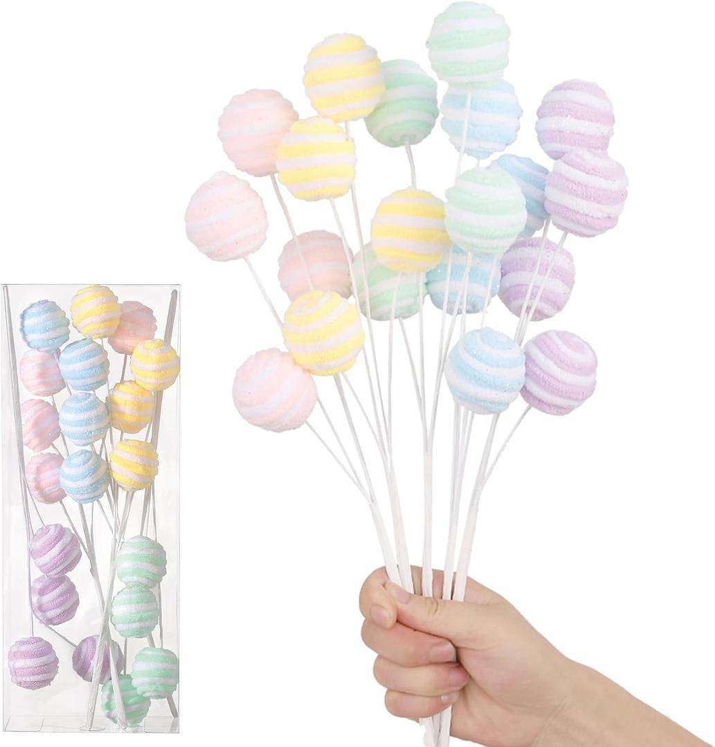 Christmas Tree Picks Decorations 5Pcs Macaron Pink Purple Lollipop Picks for Xmas Ornaments New Year Wedding Birthday Indoor Outdoor Party Decorations
