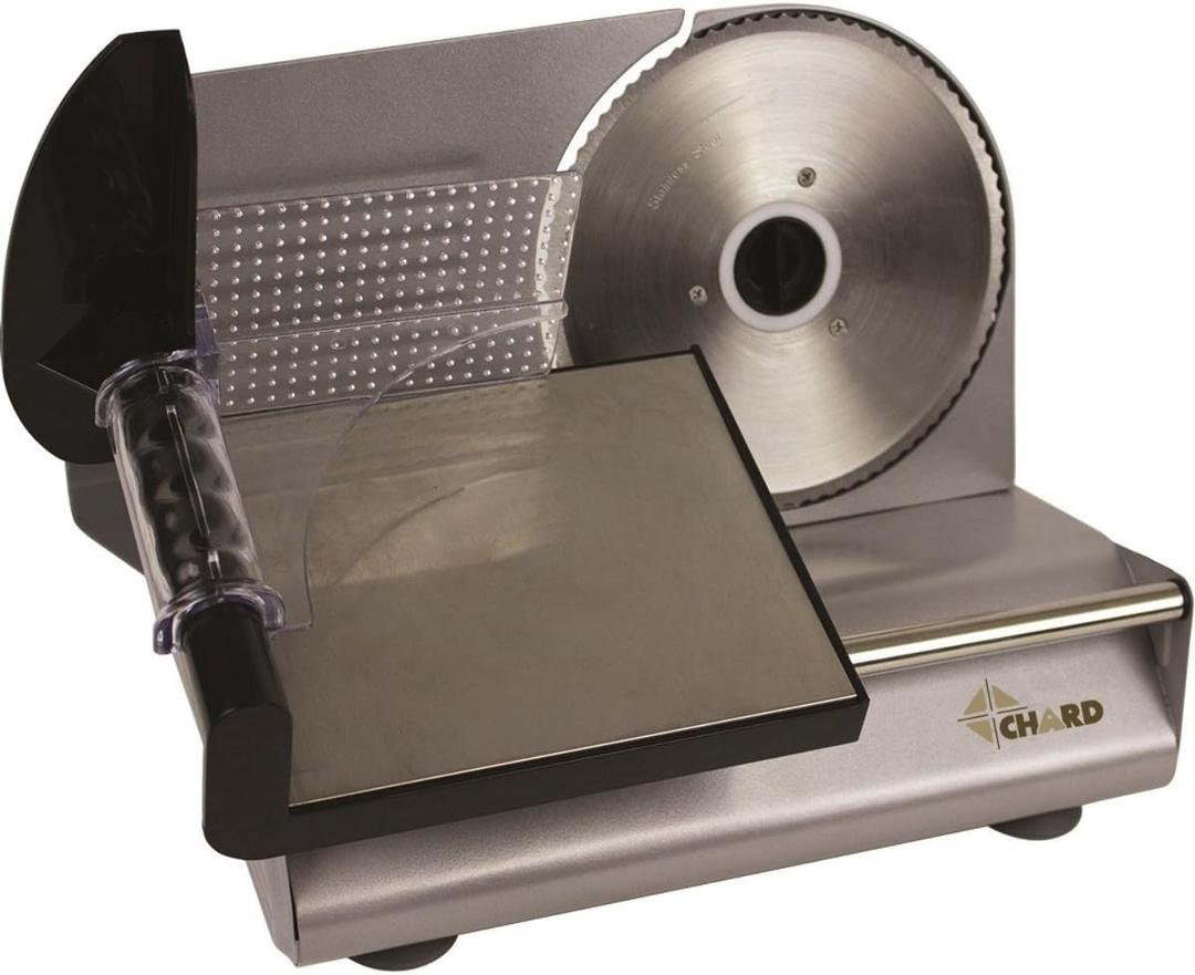 CHARD FSOP-150, Electric Food Slicer, Gray, Aluminum with 7.5 inch Stainless Steel Blade, 150 watts