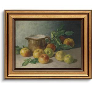 Gold Framed Wall Art Vintage Canvas Wall Art Harvest Apples Still Life Artwork Prints Picture for Living Room Bedroom Farmhouse Bathroom Office Decor, 8x10