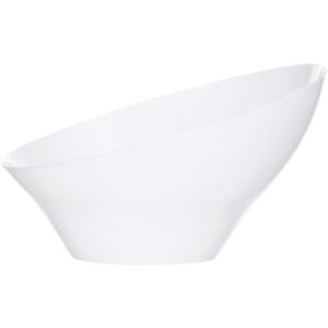PLASTICPRO Disposable Angled Plastic Bowls Round Large Serving Bowl, Elegant for Party's, Snack, or Salad Bowl, White, Pack of 4