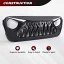 Front Grill Compatible with 2018-2026 Jeep Wrangler JL JLU & 2020+ Gladiator JT, Shark Grille w/DRL and Turn Signal Lights, Matte Black