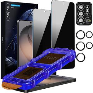 TZGZT 2 Pack for Samsung Galaxy S26 Ultra Privacy Screen Protector, Private Tempered Glass Film, Aluminum Metal Camera Lens Protector Accessories, Automatic 0 Bubble Installation, Case Friendly