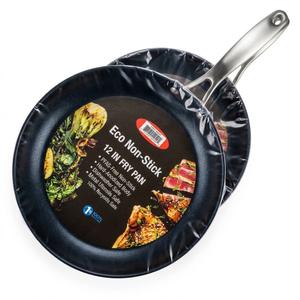 12-Inch Hard-Anodized Non-Stick Fry Pan with Stainless Steel Handle, Designed for safe, healthy cooking without harmful chemical coatings, offering smooth food release and quick cleanup, 2p