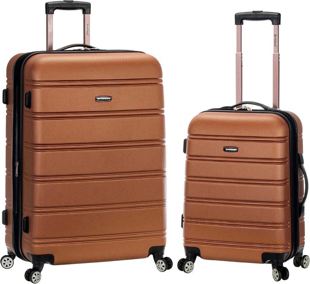 Rockland Melbourne Hardside 2 Piece Expandable Spinner Wheel Luggage Set, (20"/28"), Brown